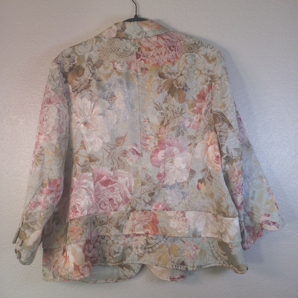 Lane Bryant Cabbage Rose Pink  Tapestry Jaquard Floral  Cottagecore Blazer 20 - Picture 4 of 8